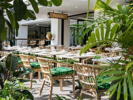 Restaurant set in tropical garden