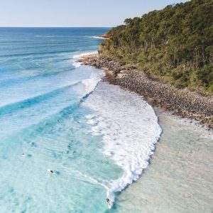 aerial shot of ocean at noosa national park